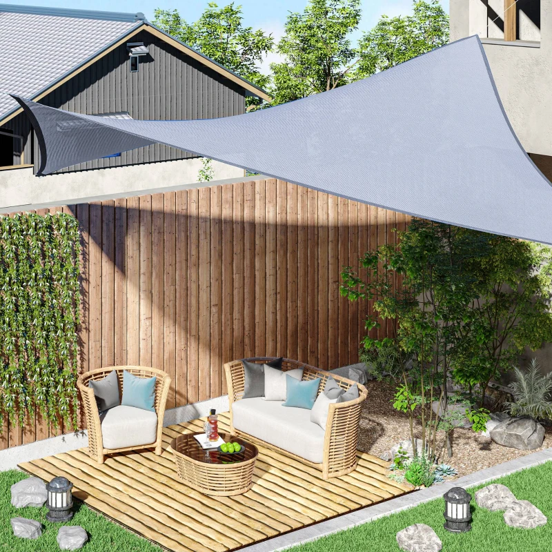 Outsunny Rectangle 10' x 13' Canopy Sun Sail Shade Garden Cover UV Protector Outdoor Patio Lawn Shelter with Carrying Bag (Grey)