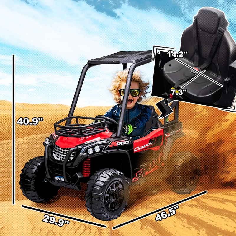 Aosom 12V Kids UTV with Music, Lights, MP3/USB, Suspension System, Remote Control, Red