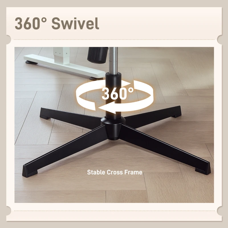 HOMCOM Criss Cross Chair with Flip-up Armrests, Wide Office Chair with Adjustable Height, Tilting, No Wheels, Grey