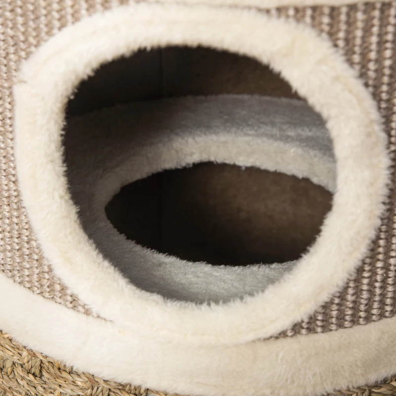 PawHut 28 Inch Cat Condo, 3 Story Cat Hideaway with Sisal Scratching Pad