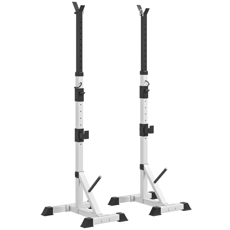 Soozier Pair of Adjustable Squat Rack Standard 53.5"-69.25" Barbell Rack Stand 440lbs Capacity, 2" Steel Heavy Duty Bench Press Rack, Support 3 Sets Barbells Storage