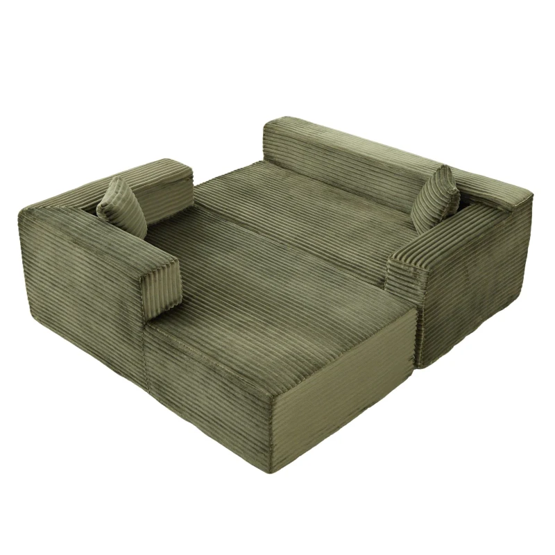 Compressed Sofa Minimalist Sectional with Comfy Chaise, Modular Oversized Sofa for Living Rooms, 110'' L x 70.5'' W x 23.5'' H, Green
