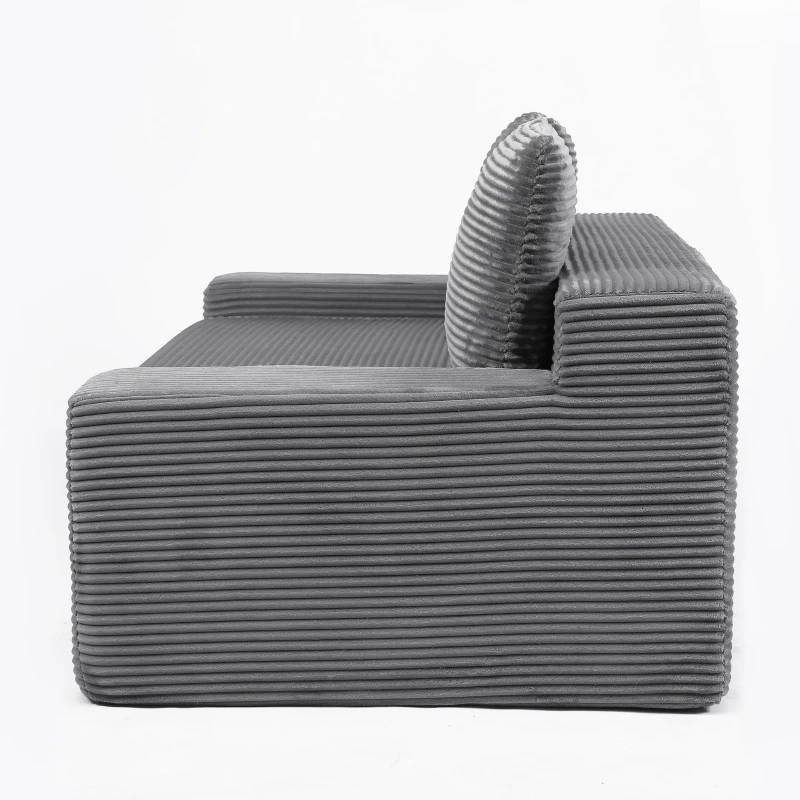 Convertible Sofa Bed Modern Loveseat with Reversible Cushion and Pillows, Compressed Sofa Corduroy Couch for Apartments, 71.5" L x 40.5" W x 25.5" H, Dark Grey