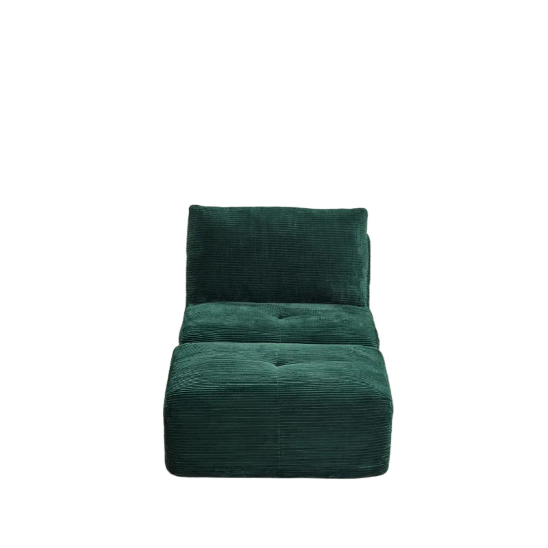 Compressed Sofa Modern Memory Foam Sectional with Pet-Friendly Corduroy Fabric, Modular Sofas for Small Spaces Single Chaise Longue for Apartments, 71" L x 36" W x 28.5" H, Green