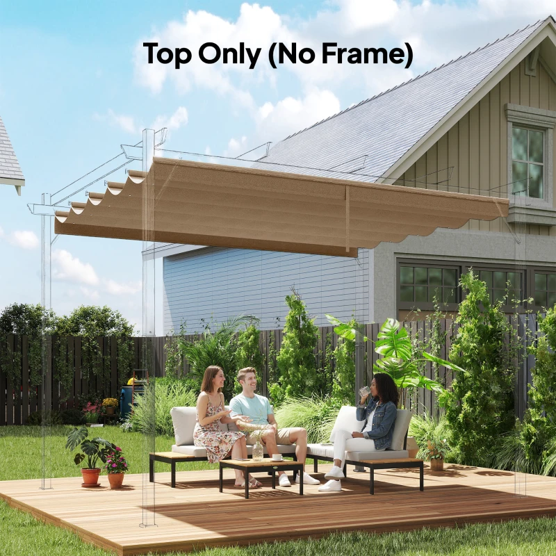 Outsunny 8.2' x 8.4' Retractable Pergola Canopy Replacement for 10' x 10' Frame, Pergola Cover Replacement (Cover Top Only), Tan