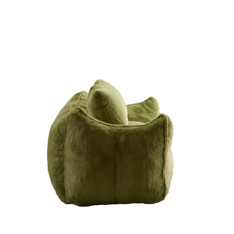 Bean Bag Sofa with High-Density Foam and Faux Fur Fabric, Compressed Sofa Oversized Fluffy Loveseat for Adults, 75" L x 42.5" W x 28.5" H, Green