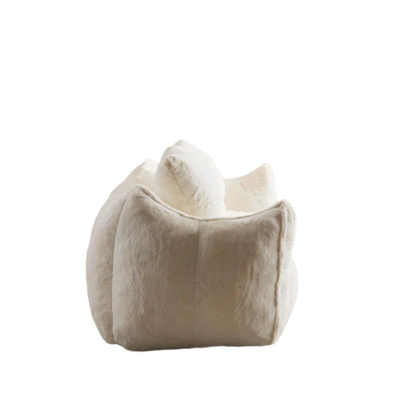 Bean Bag Sofa with High-Density Foam and Faux Fur Fabric, Compressed Sofa Oversized Fluffy Loveseat for Adults, 75" L x 42.5" W x 28.5" H, White