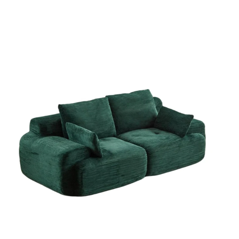 Compressed Sofa 2-Seater Modern Memory Foam Sofa with Pet-Friendly Corduroy Fabric, Two Seater Couch Sectional for Living Room, 84" L x 41" W x 28.5" H, Green