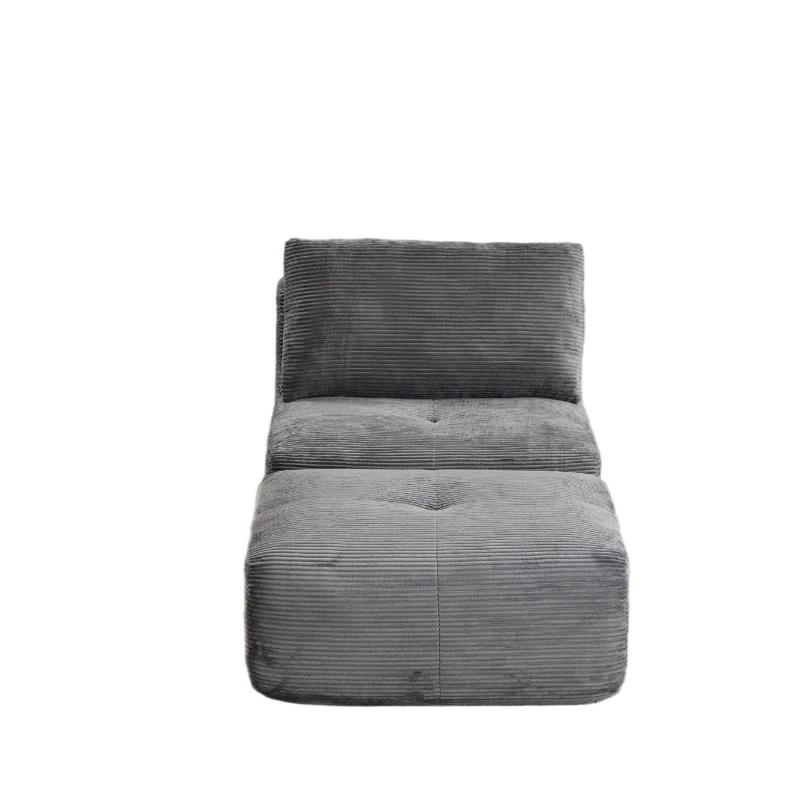 Compressed Sofa Modern Memory Foam Sectional with Pet-Friendly Corduroy Fabric, Modular Sofas for Small Spaces Single Chaise Longue for Apartments, 71" L x 36" W x 28.5" H, Grey