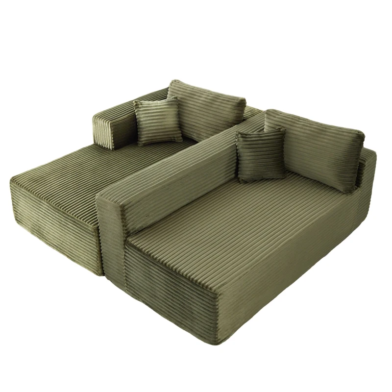 Compressed Sofa Minimalist Sectional with Comfy Chaise, Modular Oversized Sofa for Living Rooms, 110'' L x 70.5'' W x 23.5'' H, Green