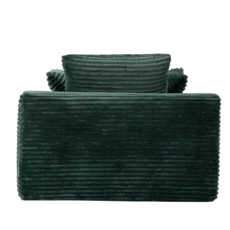 Compressed Sofa Oversized Chaise Lounge Chair with 3 Throw Pillows and Wide Armrest, Modular Sofas for Small Spaces Sleeper Sofa Daybed with Corduroy Fabric, 66'' L x 47'' W x 24'' H, Green