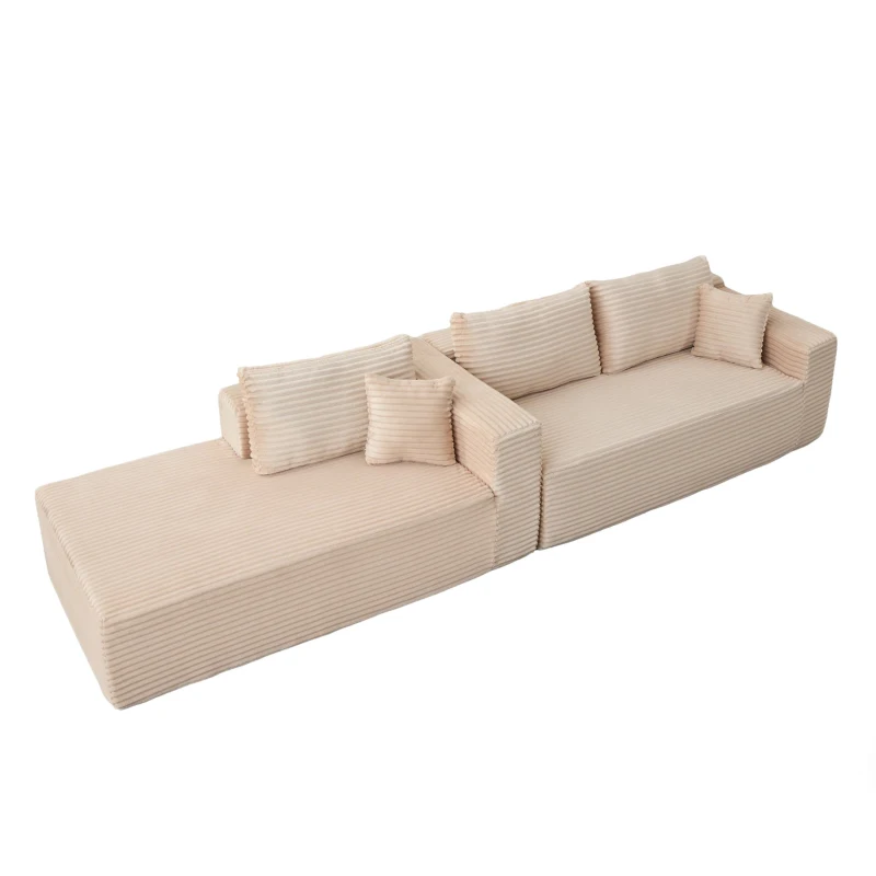 Compressed Sofa Minimalist Sectional with Comfy Chaise, Modular Oversized Sofa for Living Rooms, 110'' L x 70.5'' W x 23.5'' H, Beige
