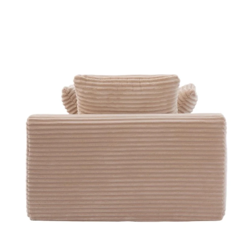 Compressed Sofa Oversized Chaise Lounge Chair with 3 Throw Pillows and Wide Armrest, Modular Sofas for Small Spaces Sleeper Sofa Daybed with Corduroy Fabric, 66'' L x 47'' W x 24'' H, Beige