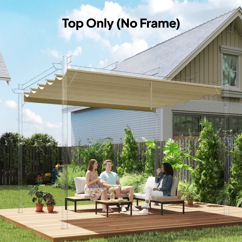 Outsunny 8.2' x 8.4' Retractable Pergola Canopy Replacement, Fit 10' x 10' Frame, Pergola Cover Replacement Top Only, Beige