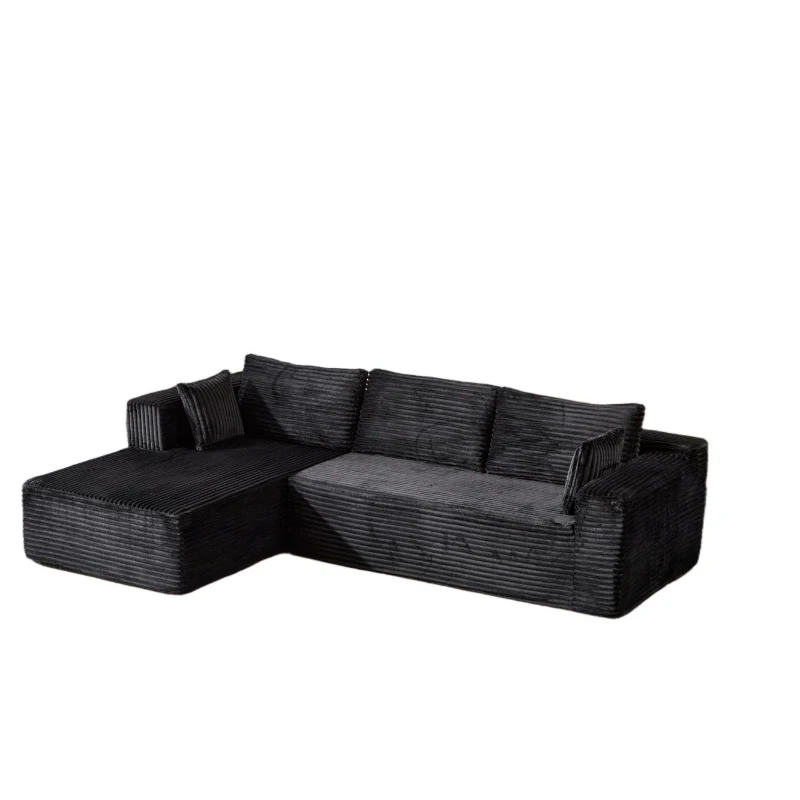 Compressed Sofa Minimalist Sectional with Comfy Chaise, Modular Oversized Sofa for Living Rooms, 110'' L x 70.5'' W x 23.5'' H, Black