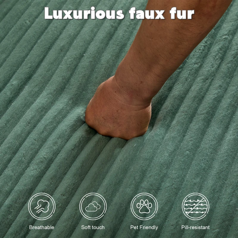 Compressed Sofa Oversized Chaise Lounge Chair with 3 Throw Pillows and Wide Armrest, Modular Sofas for Small Spaces Sleeper Sofa Daybed with Corduroy Fabric, 66'' L x 47'' W x 24'' H, Green