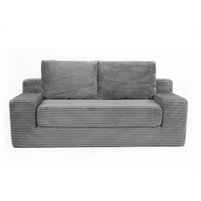Convertible Sofa Bed Modern Loveseat with Reversible Cushion and Pillows, Compressed Sofa Corduroy Couch for Apartments, 71.5" L x 40.5" W x 25.5" H, Dark Grey