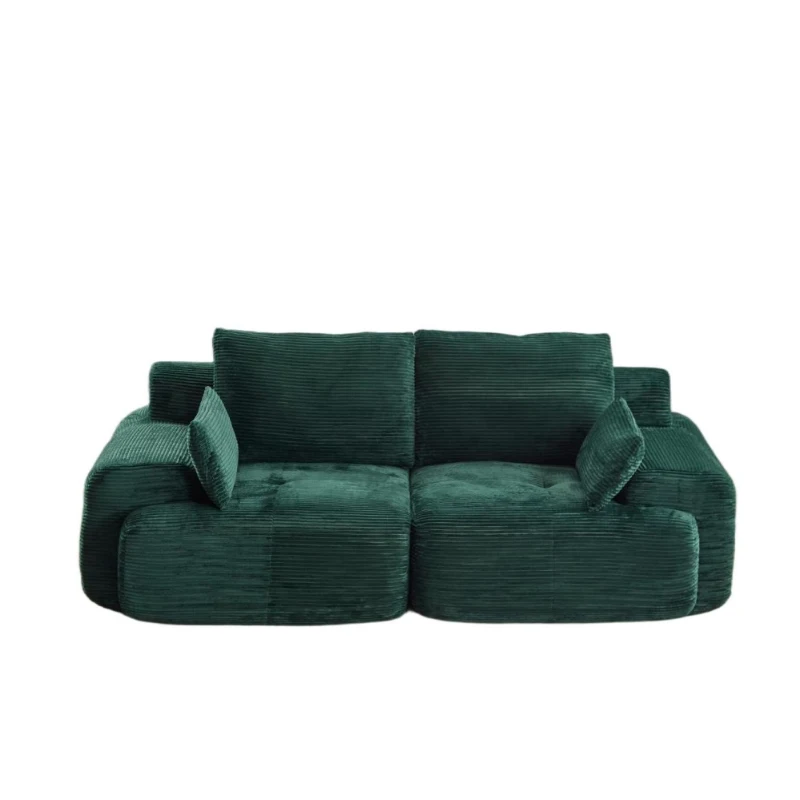 Compressed Sofa 2-Seater Modern Memory Foam Sofa with Pet-Friendly Corduroy Fabric, Two Seater Couch Sectional for Living Room, 84" L x 41" W x 28.5" H, Green