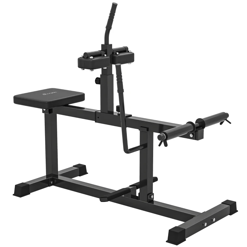 Soozier Adjustable Steel Seated Calf Raise Exercise Strength Training Gym Equipment, Black
