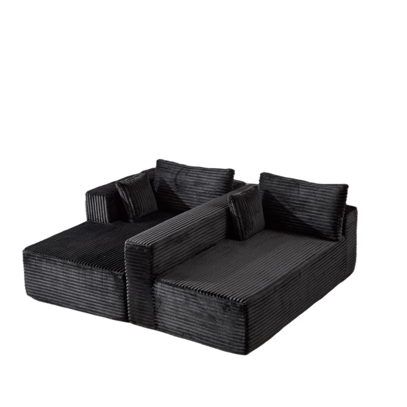 Compressed Sofa Minimalist Sectional with Comfy Chaise, Modular Oversized Sofa for Living Rooms, 110'' L x 70.5'' W x 23.5'' H, Black