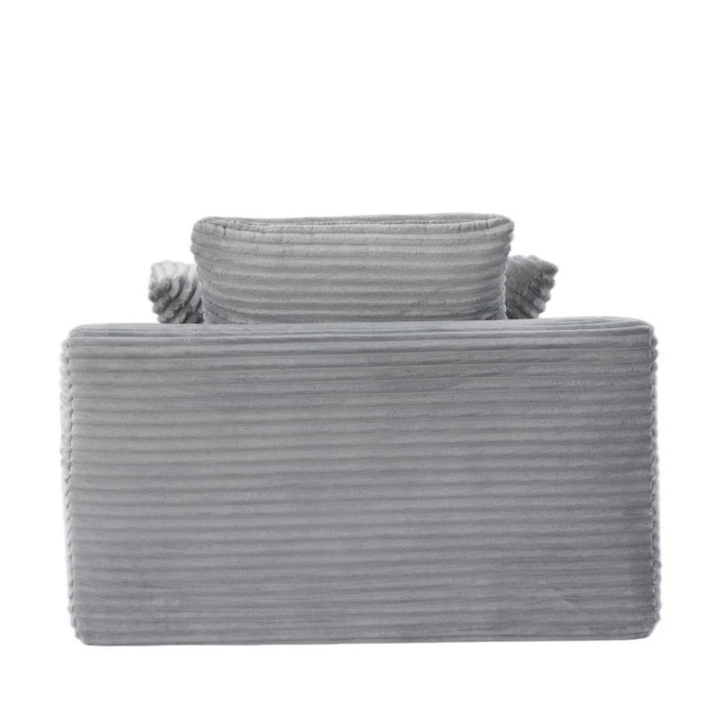 Compressed Sofa Oversized Chaise Lounge Chair with 3 Throw Pillows and Wide Armrest, Modular Sofas for Small Spaces Sleeper Sofa Daybed with Corduroy Fabric, 66'' L x 47'' W x 24'' H, Grey