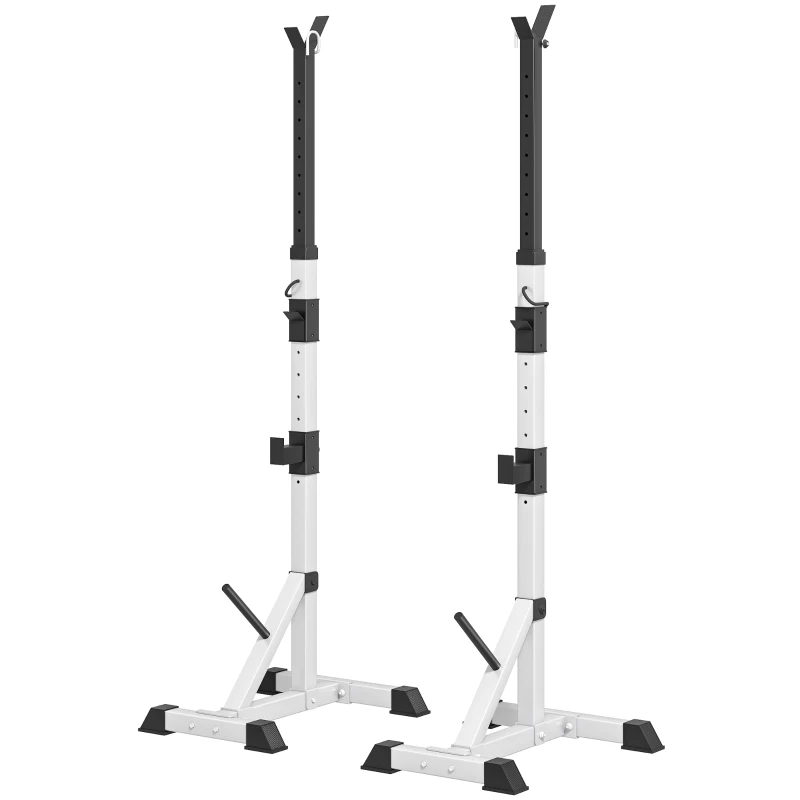 Soozier 2-Piece Barbell Rack, 53.5"-69.3" Height Adjustable Squat Rack Bench Press Rack, 440LBS Capacity