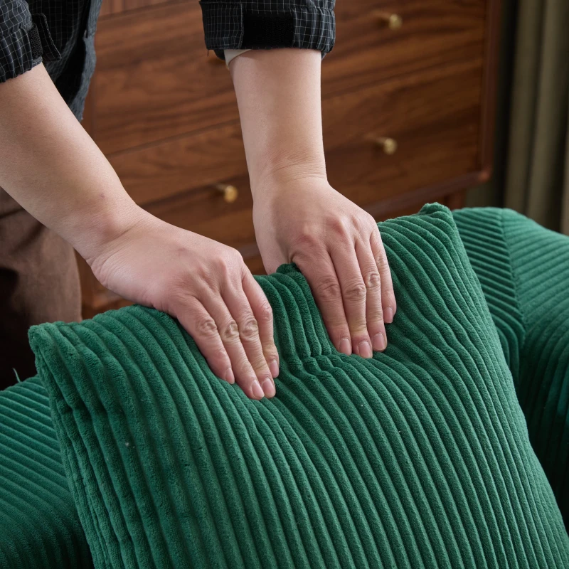 Apartment Sofa Convertible Floor Sofa Bed with Pillow Back Support and Armrest, Compressed Sofa Lounge Sleeper with Corduroy Fabric, 77'' L x 37.5'' W x 23.5'' H, Dark Green