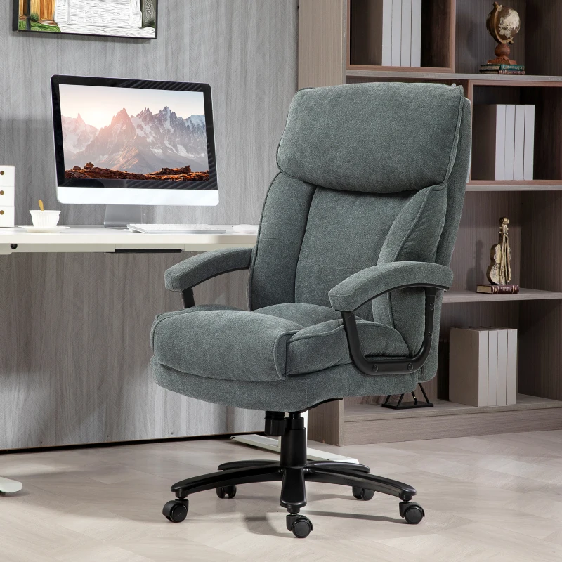 HOMCOM Big and Tall Executive Office Chair, Up to 450 lbs. Heavy Duty Desk Chair, Computer Chair for Heavy People, Grey