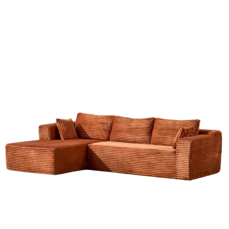 Compressed Sofa Minimalist Sectional with Comfy Chaise, Modular L Shape Sectional Couches for Living Rooms, 110'' L x 70.5'' W x 23.5'' H, Brown