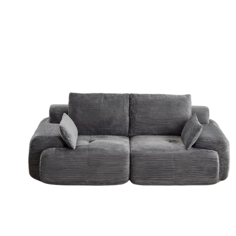 Compressed Sofa 2-Seater Modern Memory Foam Sofa with Pet-Friendly Corduroy Fabric, Two Seater Couch Sectional for Living Room, 84" L x 41" W x 28.5" H, Grey