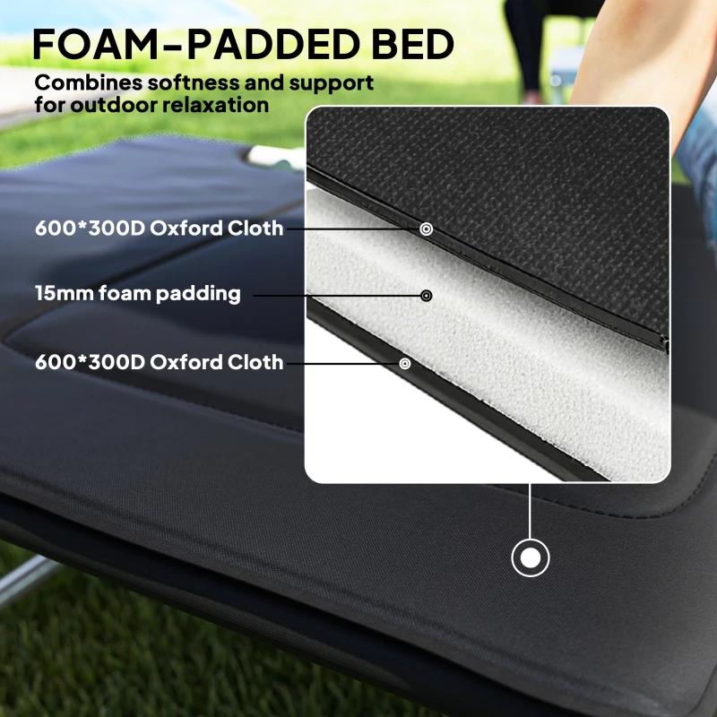 Outsunny Folding Camping Cot Sleeping Beds for adults Office Outdoor Hiking Portable, Black