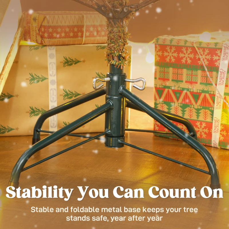 HOMCOM 6 ft Artificial Fir Pencil Christmas Tree, Hinged Xmas Tree with 442 Branch Tips and Metal Stand, Easy Assembly, Green