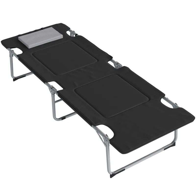Outsunny Folding Camping Cot Sleeping Beds for adults Office Outdoor Hiking Portable, Black
