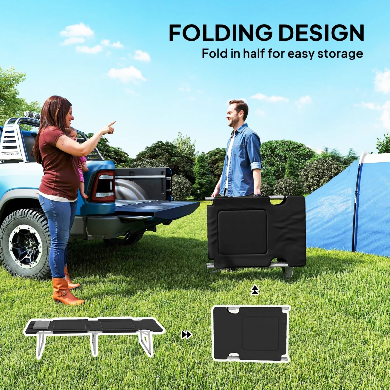 Outsunny Folding Camping Cot Sleeping Beds for adults Office Outdoor Hiking Portable, Black