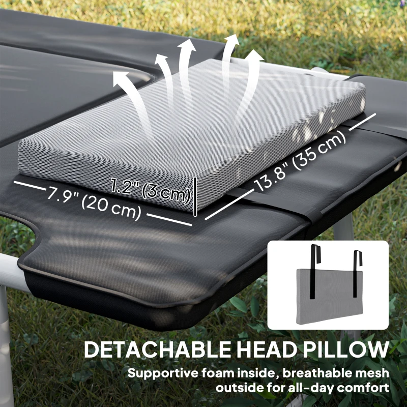 Outsunny Folding Camping Cot Sleeping Beds for adults Office Outdoor Hiking Portable, Black