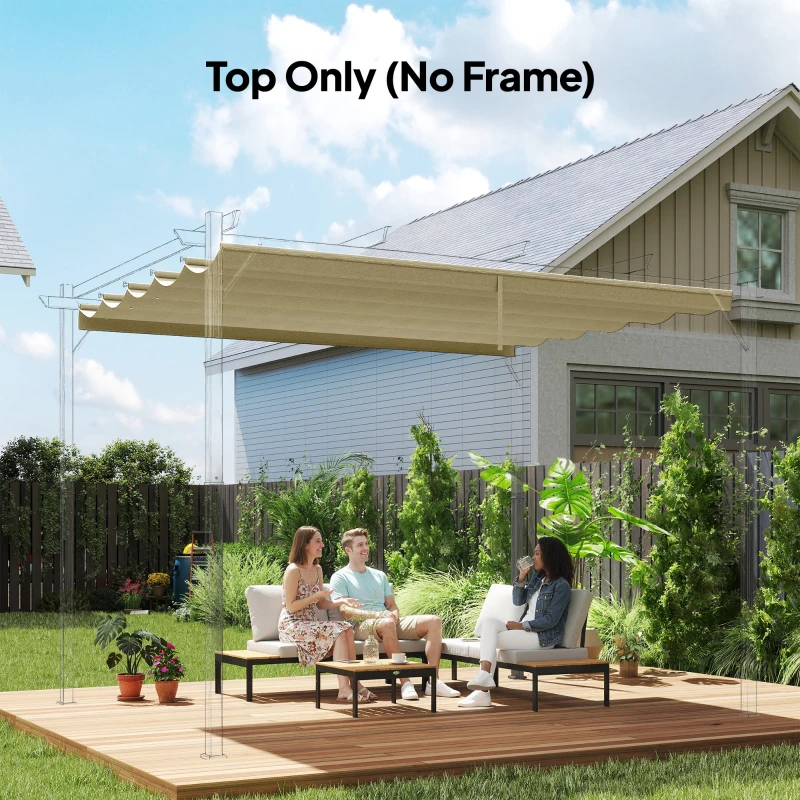 Outsunny 8.5' x 11.5' Retractable Pergola Canopy Replacement, Fit 10' x 13' Frame, Pergola Cover Replacement Top Only, Beige
