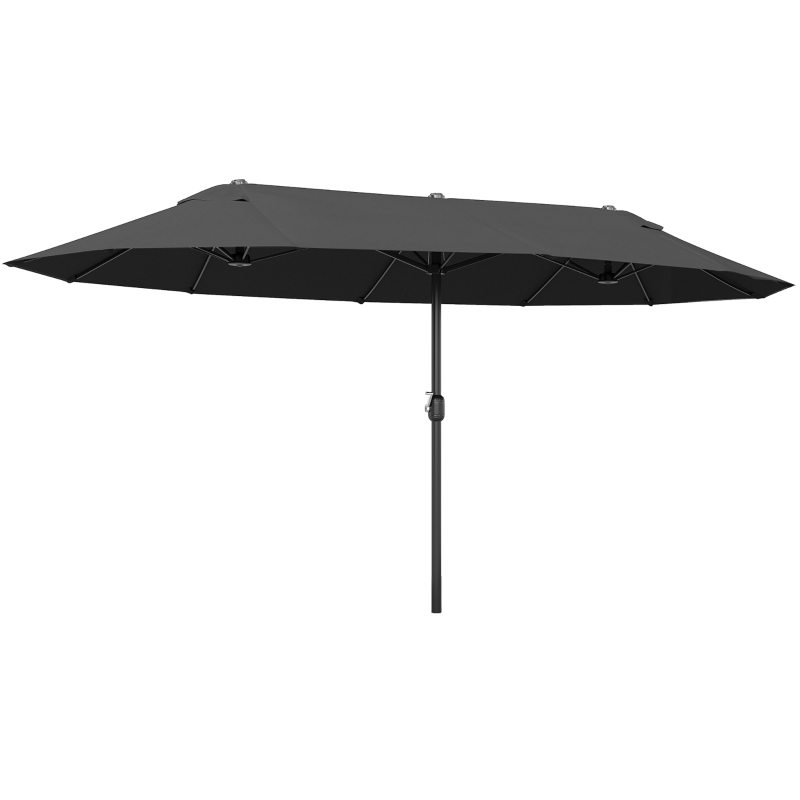 Outsunny 15ft Double-sided Outdoor Sun Umbrella with Twin Canopy, Outdoor Parasol with Crank for Pool, Deck, Black
