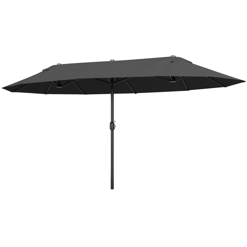 Outsunny 15ft Double-sided Outdoor Sun Umbrella with Twin Canopy, Outdoor Parasol with Crank for Pool, Deck, Black