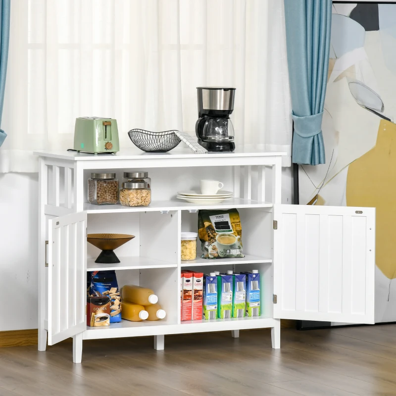 HOMCOM Sideboard Buffet Server Storage Cabinet Console Table with 2 Doors and Adjustable Shelves for Kitchen & Dining Room, White