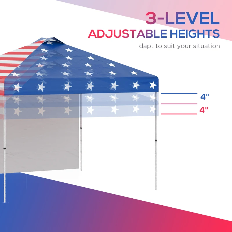 Outsunny 10' x 10' Pop-Up Canopy Tent with 1 Removable Sidewall, Commercial Instant Sun Shelter, Tents for Parties with Wheeled Carry Bag for Outdoor, Garden, Patio, Multicolored