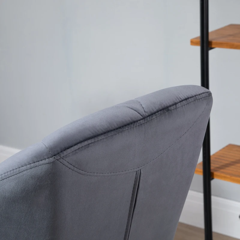 HOMCOM Bar Stool Set of 2 Fabric Adjustable Height Armless Upholstered Counter Chairs with Swivel Seat, Grey