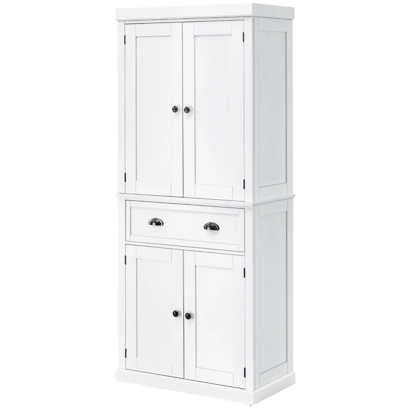 HOMCOM Long Standing Kitchen Cabinet w/ 2 Drawers MDF Board White