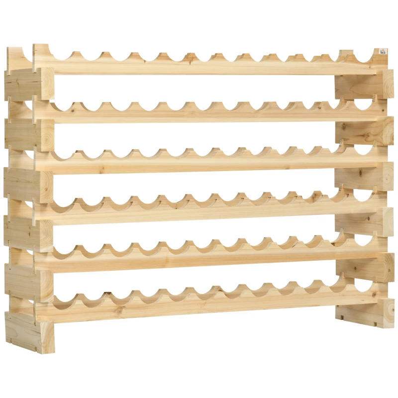 HOMCOM Stackable Wine Rack, Modular Storage Shelves, 72-Bottle Holder, Freestanding Display Rack for Kitchen, Pantry, Cellar, Natural