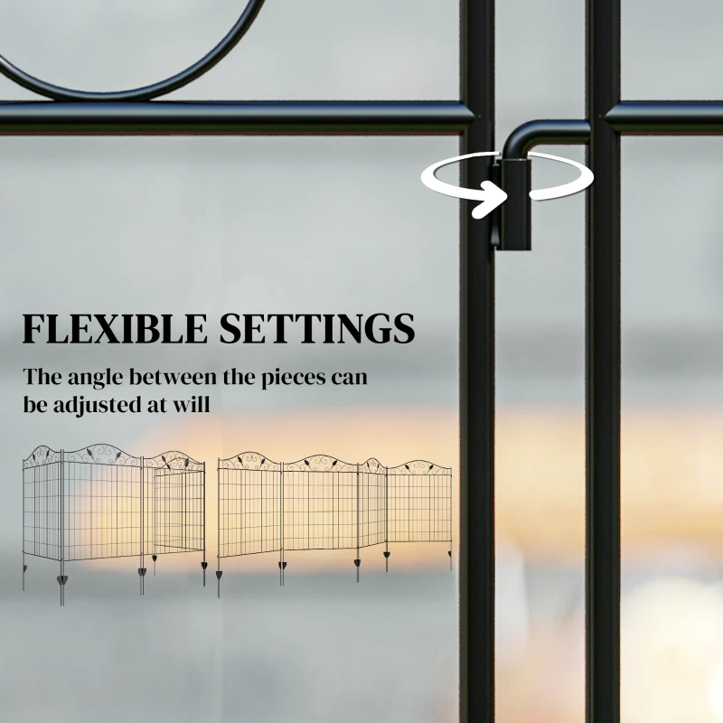 Outsunny Garden Decorative Fence 4 Panels 44in x 12ft Steel Wire Border Edging for Landscaping