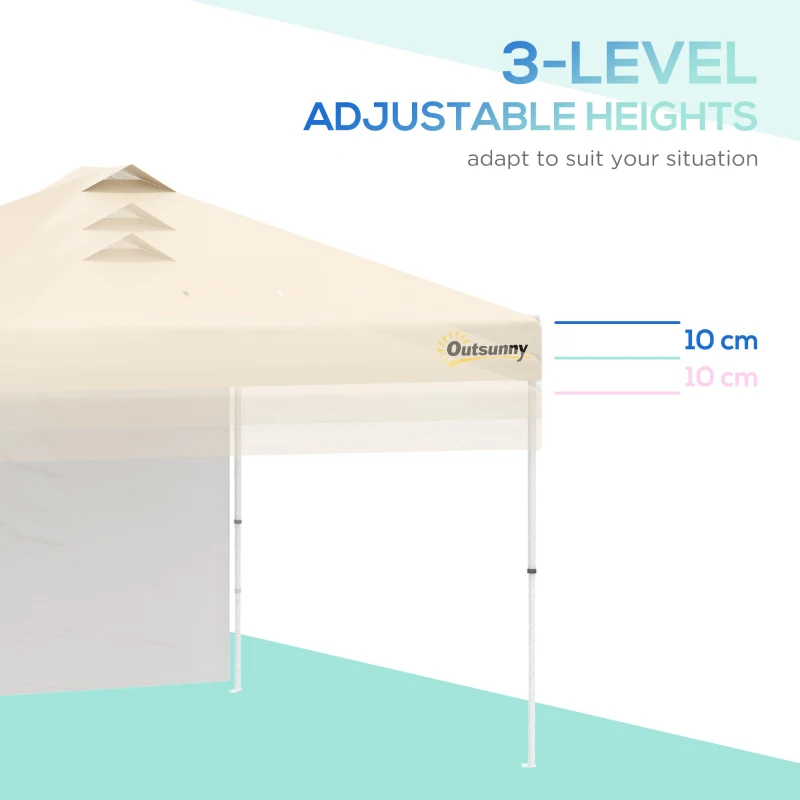 Outsunny 10' x 10' Pop-Up Canopy Tent with 1 Removable Sidewall, Commercial Instant Sun Shelter, Tents for Parties with Wheeled Carry Bag for Outdoor, Garden, Patio, Beige