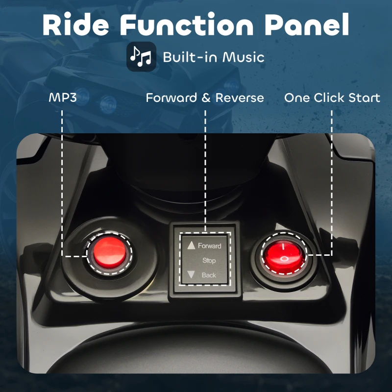 Qaba 6V Kids ATV, 4 Wheeler Electric Ride on Car with Music and LED Headlights, for Ages 3-8 Years Boys and Girls, Black