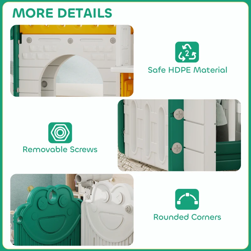 Qaba 7-in-1 Toddler Slide, Kids Slide Climber Playset with Playhouse and Basketball Hoop for 1-4 Years, Yellow