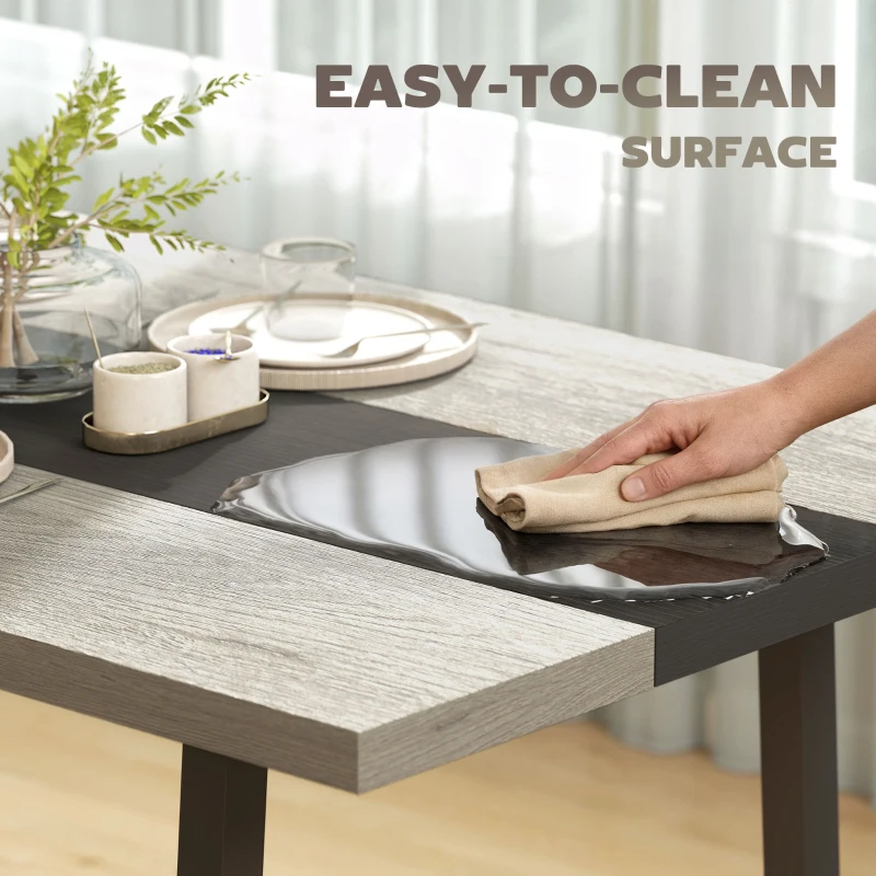 HOMCOM Industrial Kitchen Table for 8 People, 70.9" Long Dining Table with Large Tabletop and Steel Legs for Dining Room, Gray