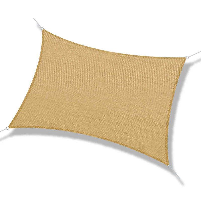Outsunny 16' x 20' Sun Shade Sail Canopy Outdoor Shade Sail Cloth for Patio Deck Yard with D-Rings and Rope Included, Sand