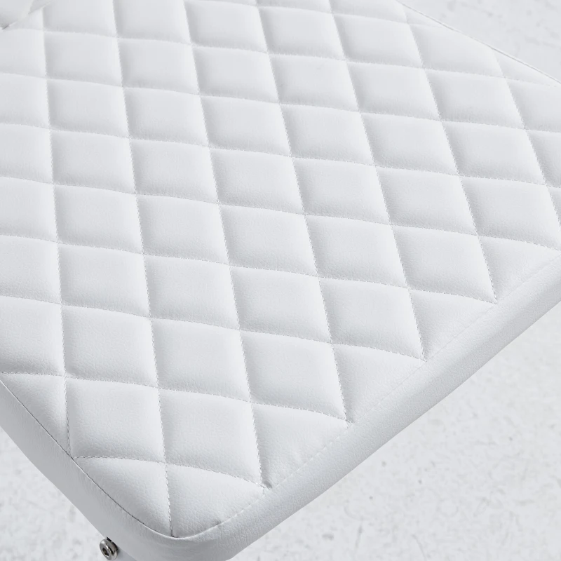 Set of 4 Modern Dining Chairs with Fireproof Leather and Sprayed Metal Pipe, Dining Seat with PU Material, 17.5'' L x 15.5'' W x 37'' H cm, White